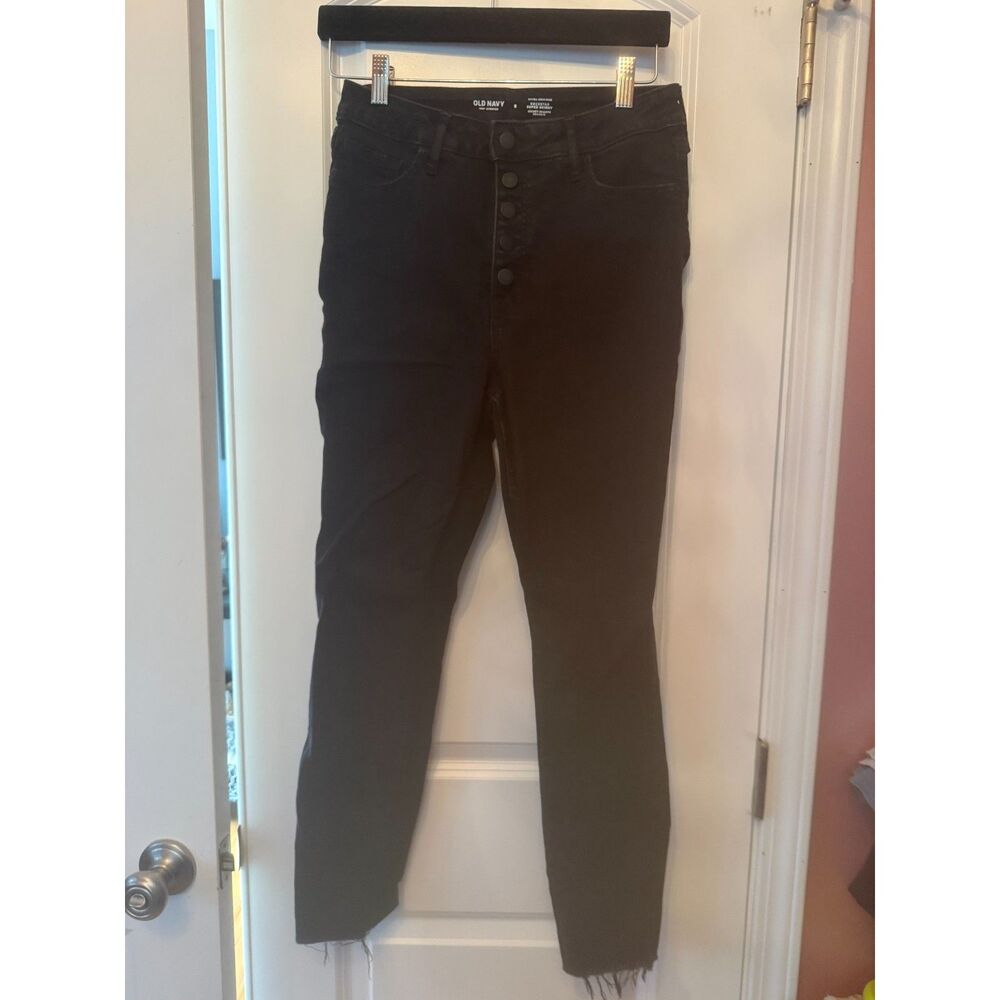 Old Navy Rockstar Super Skinny Extra High Rise Black Jeans Size 8R EUC